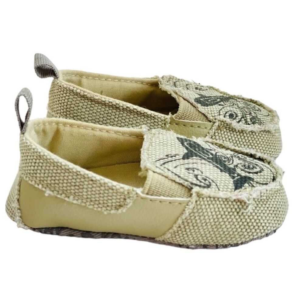 Baby Boys Koala Kids Baby Tan Canvas Slip On Shoes - Sz 1 - 0-6 mo
